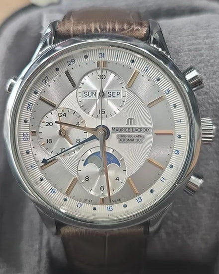 No Reserve - 2017 Maurice Lacroix Les Classiques 41MM Silver Dial Leather Strap (LC6078-SS001-131)