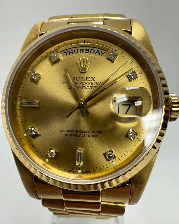 1990 Rolex Day-Date 36MM Champagne Dial Yellow Gold President Bracelet (18238)