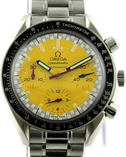 Omega Speedmaster Reduced "Michael Schumacher" 39MM Yellow Dial Steel Bracelet (3510.12.00)