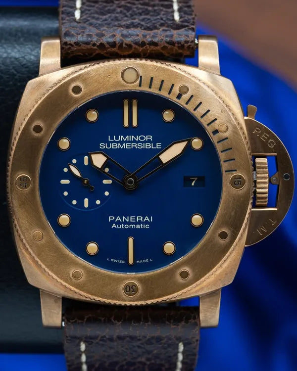 2018 Panerai Submersible 1950 3 Days Bronzo L.E. 47MM Blue Dial Leather Strap (PAM00671)
