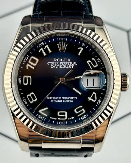 2013 Rolex Datejust 36MM Blue Dial Leather Strap (116139)