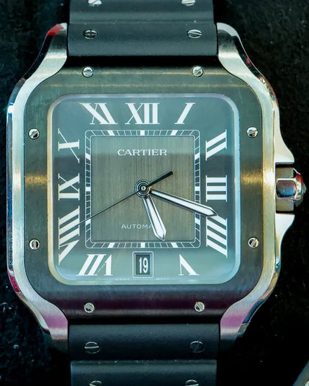 2022 Cartier Santos De Cartier 39.8MM Grey Dial Rubber Strap (WSSA0037)