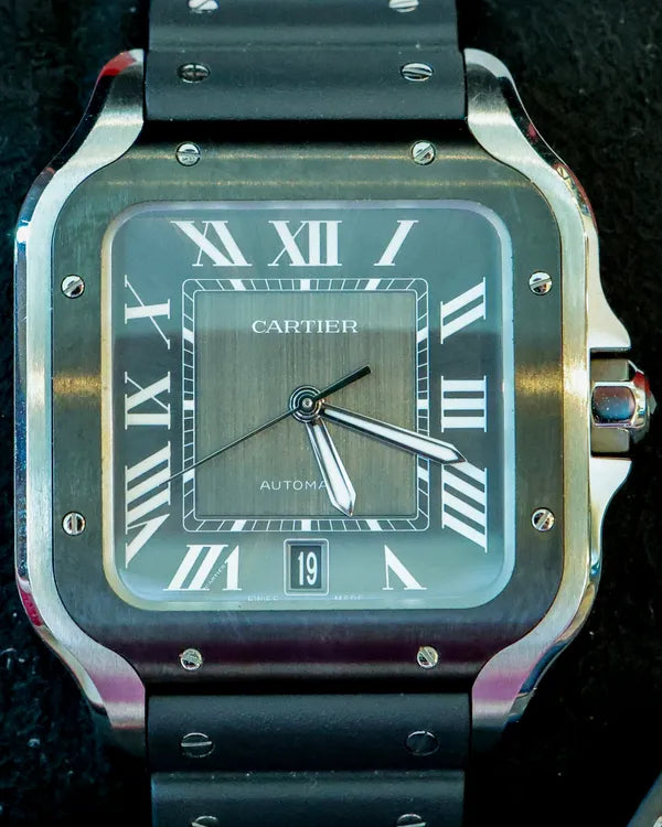 2022 Cartier Santos De Cartier 39.8MM Grey Dial Rubber Strap (WSSA0037)