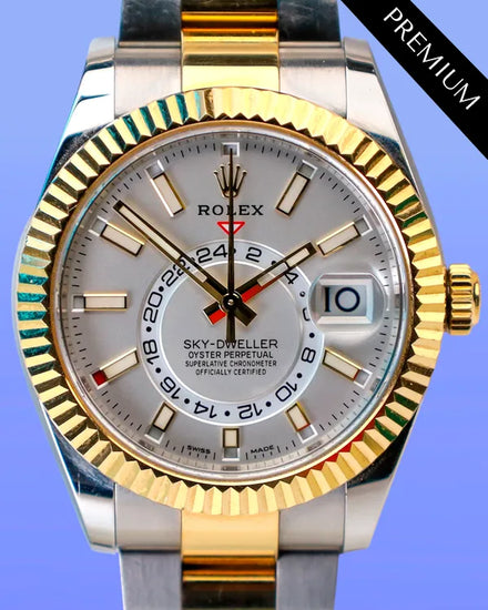 No Reserve - 2023 Rolex Sky-Dweller 42MM White Dial Two-Tone Oyster Bracelet (326933)