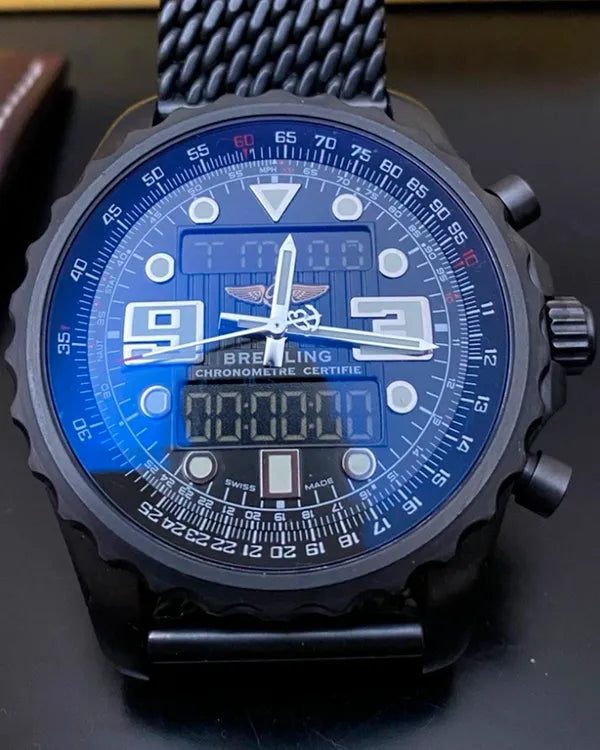2013 Breitling Chronospace "Black Steel Military" L. E. 48MM Quartz Black Dial Steel Bracelet (M7836522/BA26)