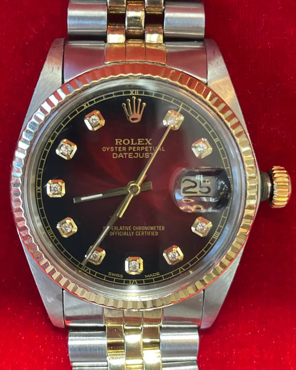 Rolex Datejust 36MM Red "Ombré" Dial Two-Tone Jubilee Bracelet (16013)