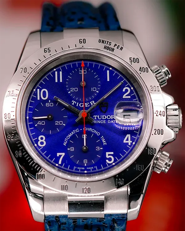 2000 Tudor Prince Date "Tiger" 39MM Blue Dial Leather Strap (79280)