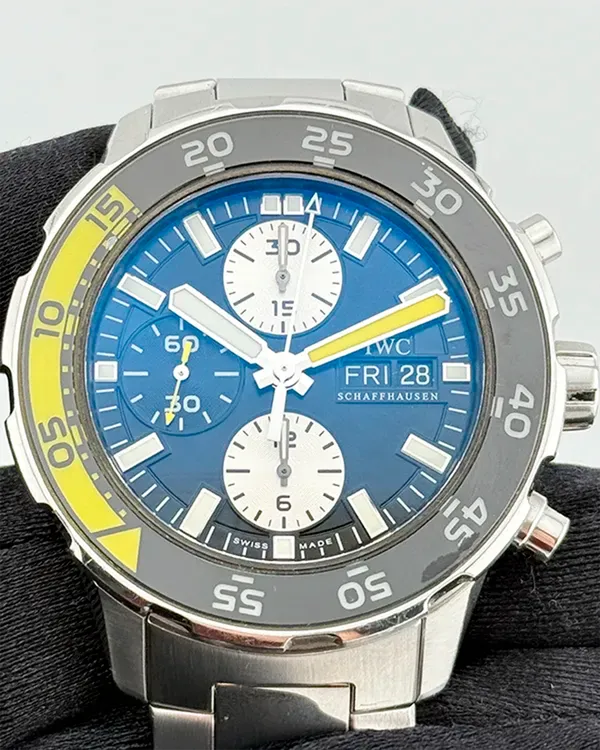 2013 IWC Schaffhausen Aquatimer Chronograph 44MM Black Dial Steel Bracelet (IW376701)