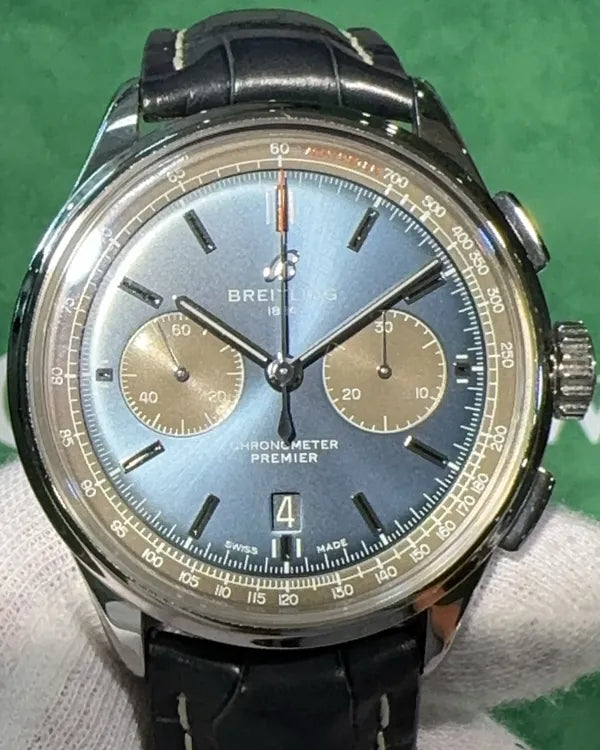 Breitling Premier B01 Chronograph 42MM Blue Dial Leather Strap (AB0118)