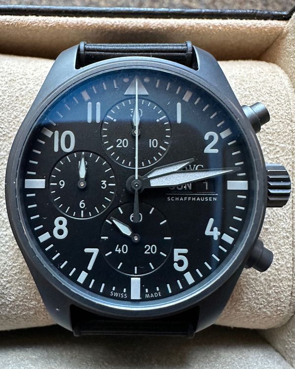 2024 IWC Schaffhausen Pilot Chronograph "Top Gun" Ceratanium 41MM Black Dial Rubber Strap (IW388106)