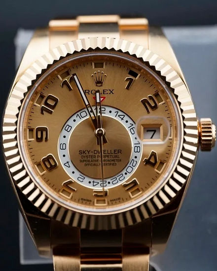 2018 Rolex Sky-Dweller 42MM Champagne Dial Yellow Gold Oyster Bracelet (326938)