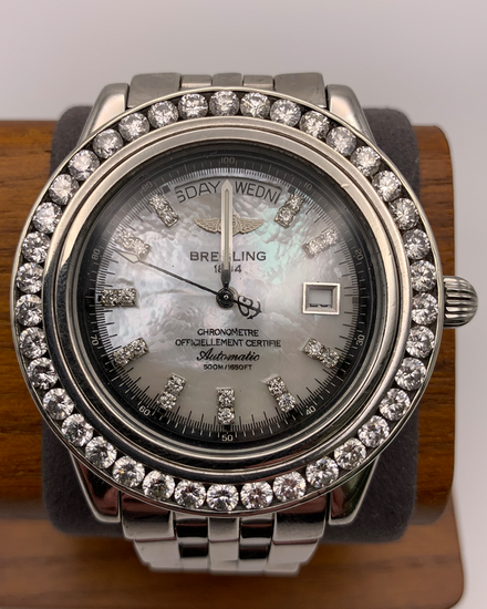 Breitling Headwind Day-Date 44MM Aftermarket Mother of Pearl Dial Steel Bracelet (A45355)