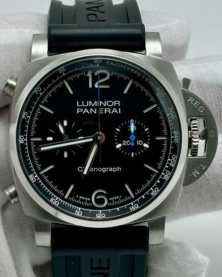 2022 Panerai Luminor Chrono 44MM Black Dial Rubber Strap (PAM01109)