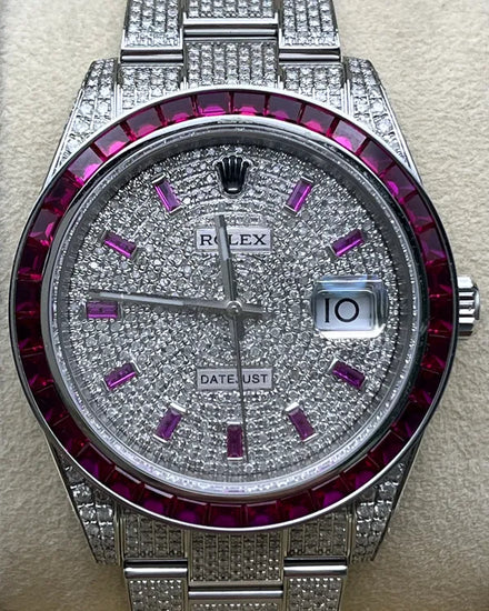 Rolex Datejust 41MM Aftermarket Diamonds Dial Aftermarket Diamonds Oyster Bracelet (126300)