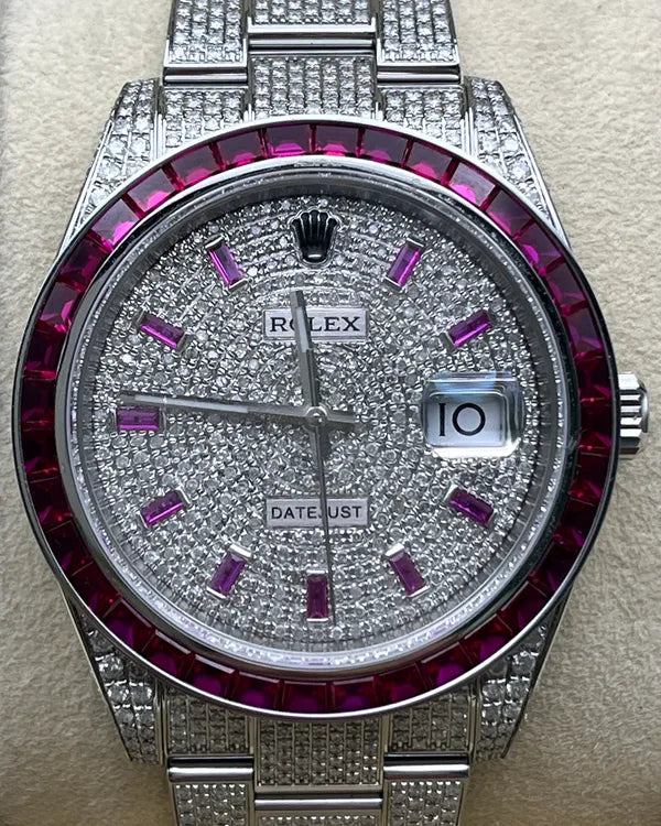 Rolex Datejust 41MM Aftermarket Diamonds Dial Aftermarket Diamonds Oyster Bracelet (126300)