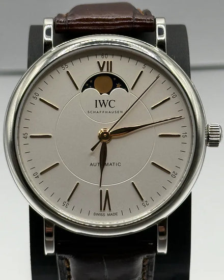 2021 IWC Schaffhausen Portofino Moon Phase 40MM Silver Dial Leather Strap (IW459401)