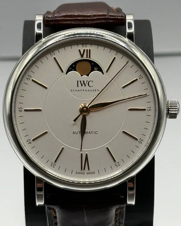 2021 IWC Schaffhausen Portofino Moon Phase 40MM Silver Dial Leather Strap (IW459401)