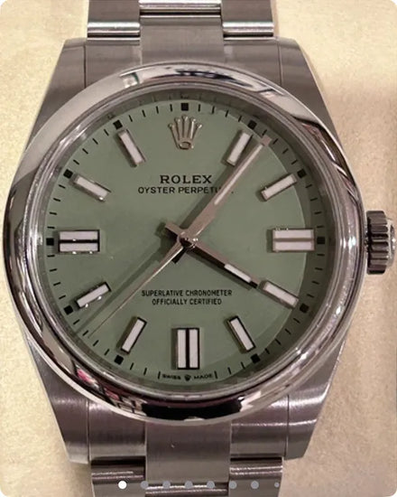 2025 Rolex Oyster Perpetual 41MM Pistachio Dial Oyster Bracelet (134300)