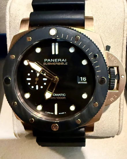 2024 Panerai Submersible QuarantaQuattro Goldtech 44MM Black Dial Rubber Strap (PAM02070)
