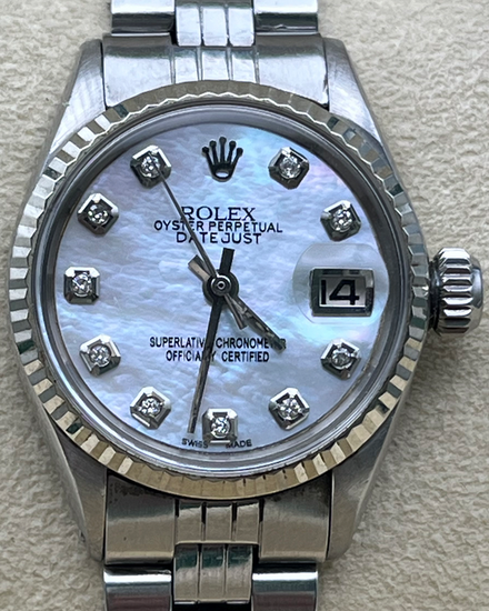 Rolex Oyster Perpetual Lady Date 26MM Aftermarket Mother Of Pearl Dial Jubilee Bracelet (6517)