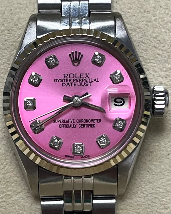 Rolex Oyster Perpetual Lady Date 26MM Aftermarket Pink Dial Jubilee Bracelet (6517)