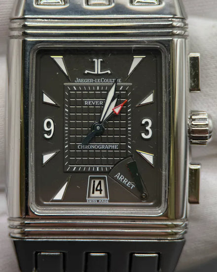 Jaeger-LeCoultre Reverso Gran Sport Chronograph 28MM Black Dial Steel Bracelet (Q2958102)