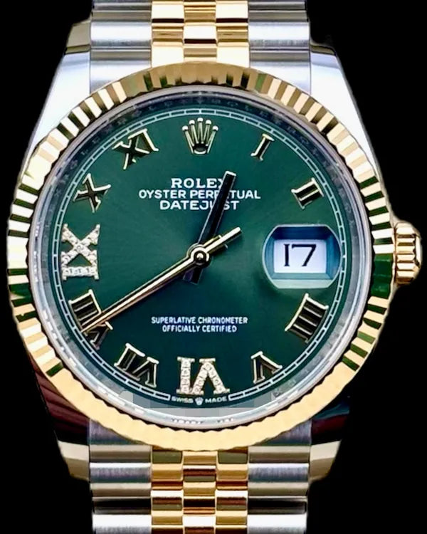 2025 Rolex Datejust 36MM Green Dial Two-Tone Jubilee Bracelet (126233)