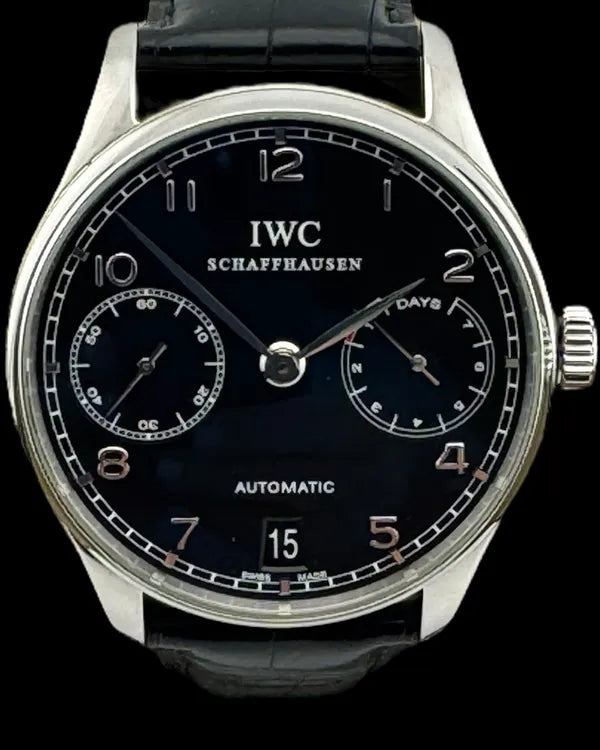 2011 IWC Schaffhausen Portugieser 42MM Black Dial Leather Strap (IW500 ...