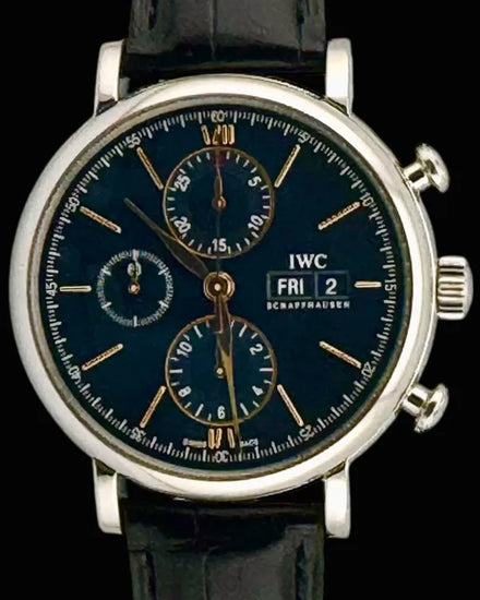 2022 IWC Schaffhausen Portofino Chronograph 42MM Blue Dial Leather Strap (IW391036)