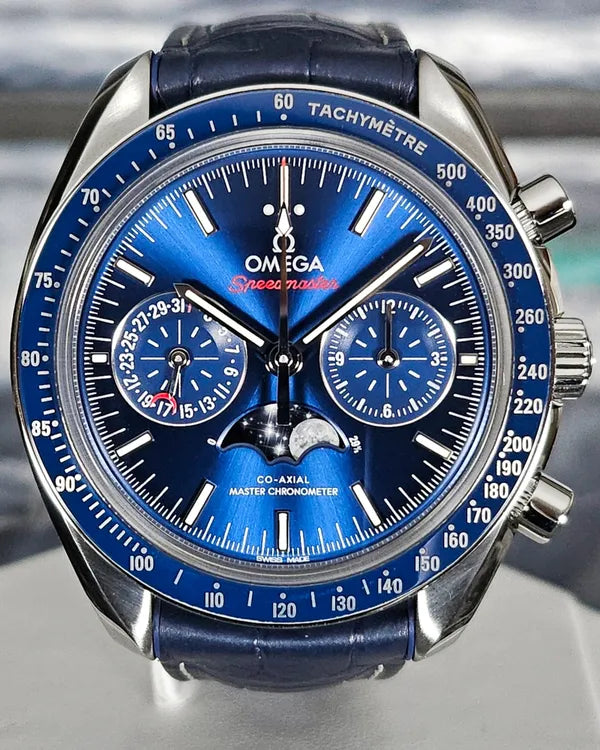 2023 Omega Speedmaster Moonphase 44.25MM Blue Dial Leather Strap (304.33.44.52.03.001)