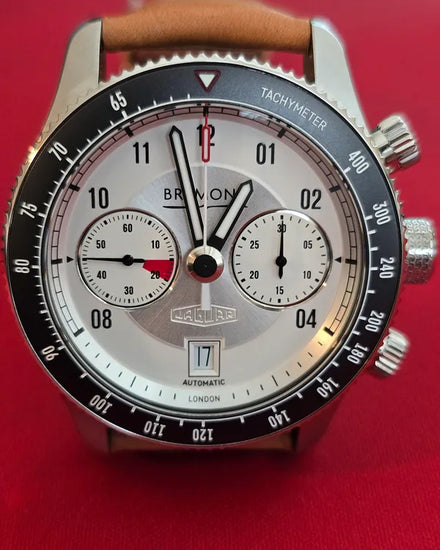 Bremont Jaguar C-Type 43MM Silver Dial Leather Strap (C-TYPE-SS-R-S)