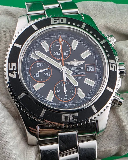 Breitling Superocean Chronograph II 44MM Black Dial Steel Bracelet (A13341)