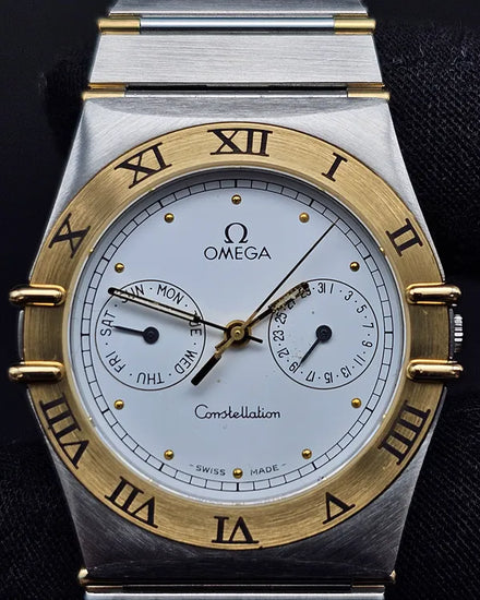 Omega Constellation Day-Date 34MM Quartz White Dial Two-Tone Bracelet (396.1070)