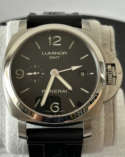 2016 Panerai Luminor 1950 3 Days GMT 44MM Black Dial Rubber Strap (PAM00320)
