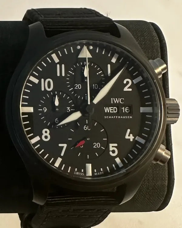 2023 IWC Schaffhausen Pilot Chronograph Top Gun 44.5MM Black Dial Textile Strap (IW389101)