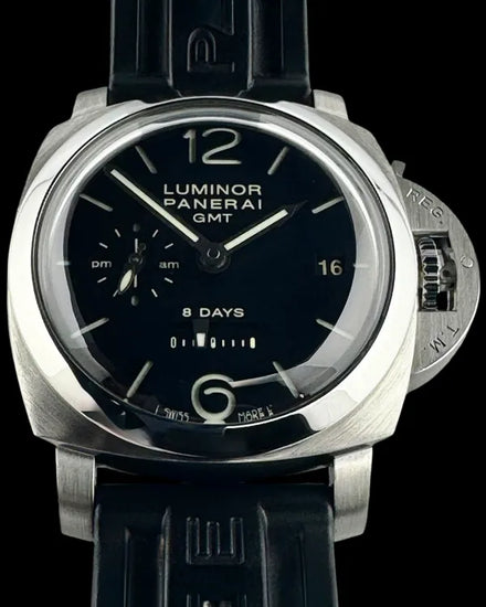 2015 Panerai Luminor 1950 8 Days GMT 44MM Black Dial Rubber Strap (PAM00233)