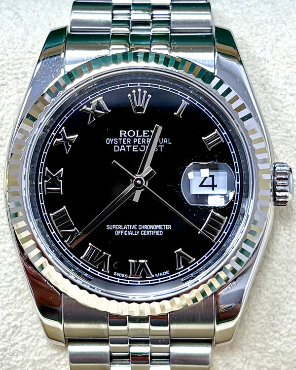 Rolex Datejust 36MM Black Dial Super Jubilee Bracelet (116234)