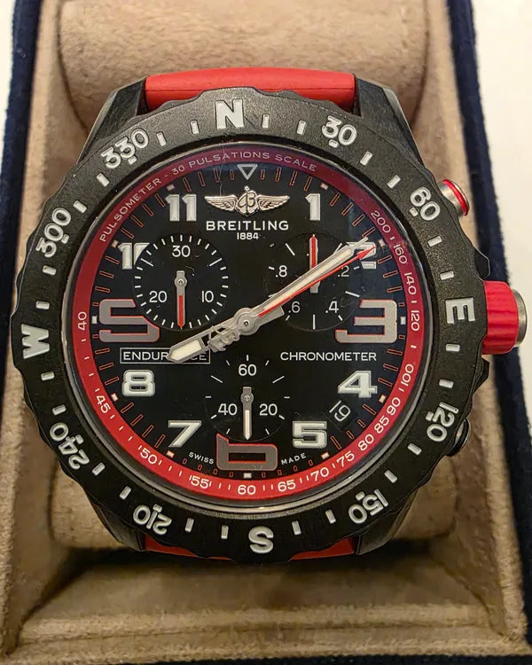 Breitling Endurance Pro 44MM Quartz Black Dial Rubber Strap (X82310)