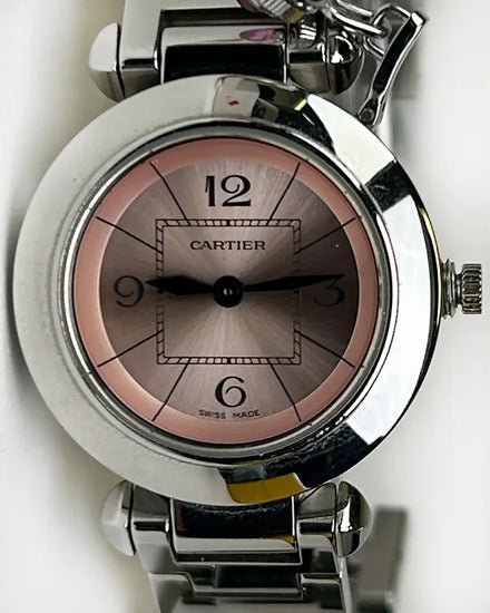 Cartier Pasha De Cartier Miss Pasha 27MM Quartz Pink Dial Steel Bracelet (W3140008)