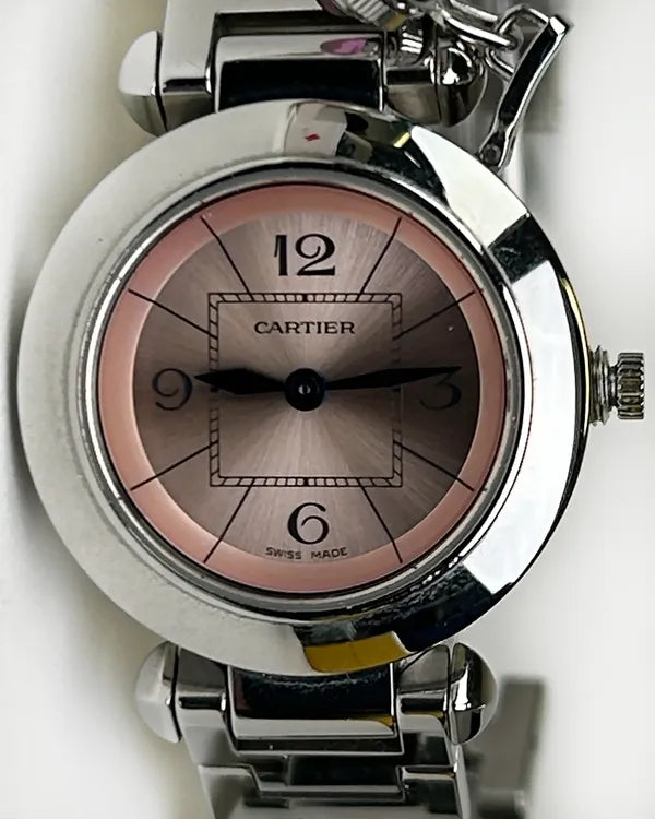 Cartier Pasha De Cartier Miss Pasha 27MM Quartz Pink Dial Steel Bracelet (W3140008)