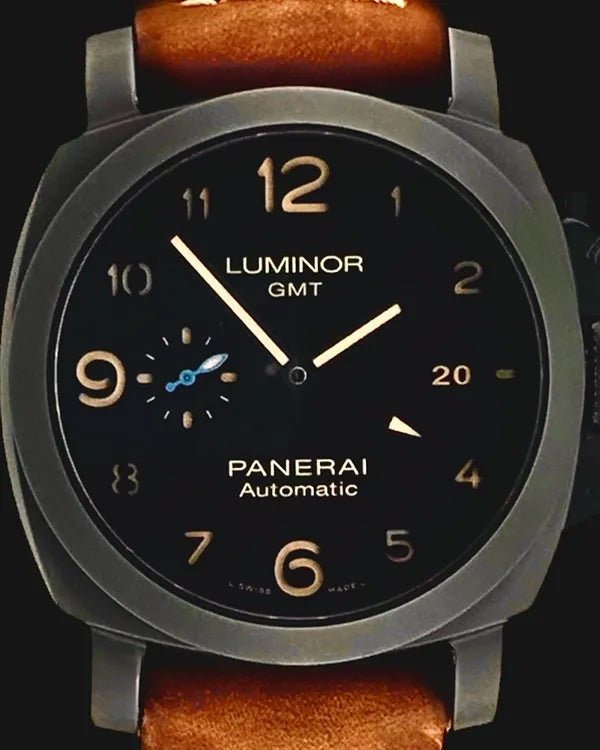 2018 Panerai Luminor 1950 3 Days GMT Automatic 44MM Black Dial Leather Strap (PAM01441)