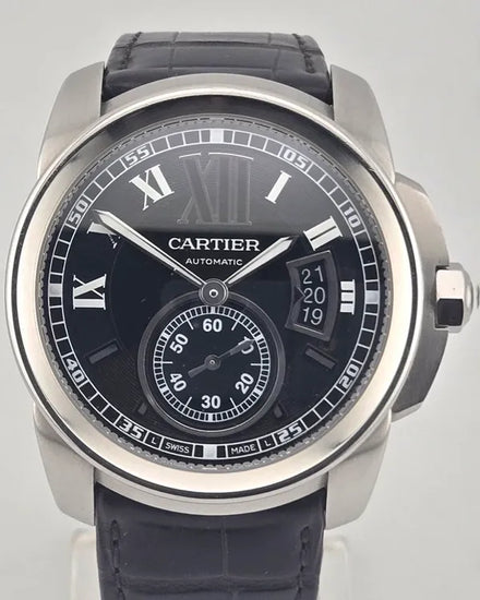 2017 Cartier Calibre de Cartier 42MM Black Dial Leather Strap (3299)