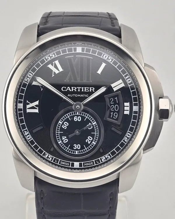 2017 Cartier Calibre de Cartier 42MM Black Dial Leather Strap (3299)