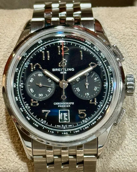 Breitling Premier B01 Chronograph 42MM Black Dial Steel Bracelet (AB0145221B1P2)
