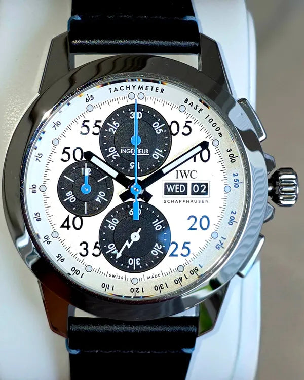 2019 IWC Schaffhausen Ingenieur Chronograph Sport Edition “76th Members’ Meeting at Goodwood” 44.3MM Silver Dial Leather Strap (IW381201)