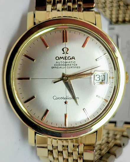 Omega Constellation 35.5MM Off White Dial Gold-Plated Steel Bracelet (167.004)