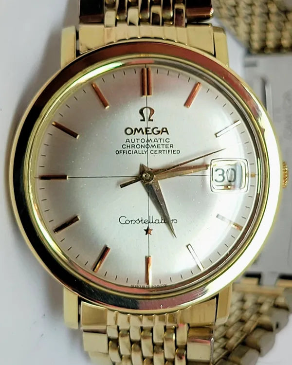 Omega Constellation 35.5MM Off White Dial Gold-Plated Steel Bracelet (167.004)