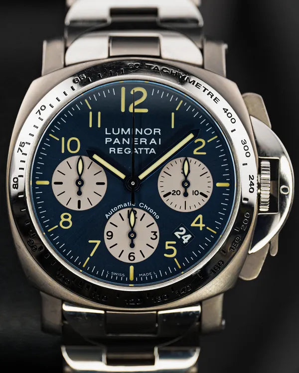 (SR) Panerai Luminor Chronograph Regatta S.E. 40MM Blue Dial Titanium Bracelet (PAM00168)