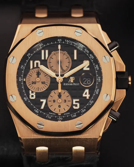 Audemars Piguet Royal Oak Offshore Chronograph 42MM Black Dial Leather Strap (26470OR.OO.A002CR.02)