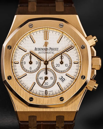 Audemars Piguet Royal Oak Chronograph 41MM White Dial Leather Strap (26320OR.OO.1220OR.02)